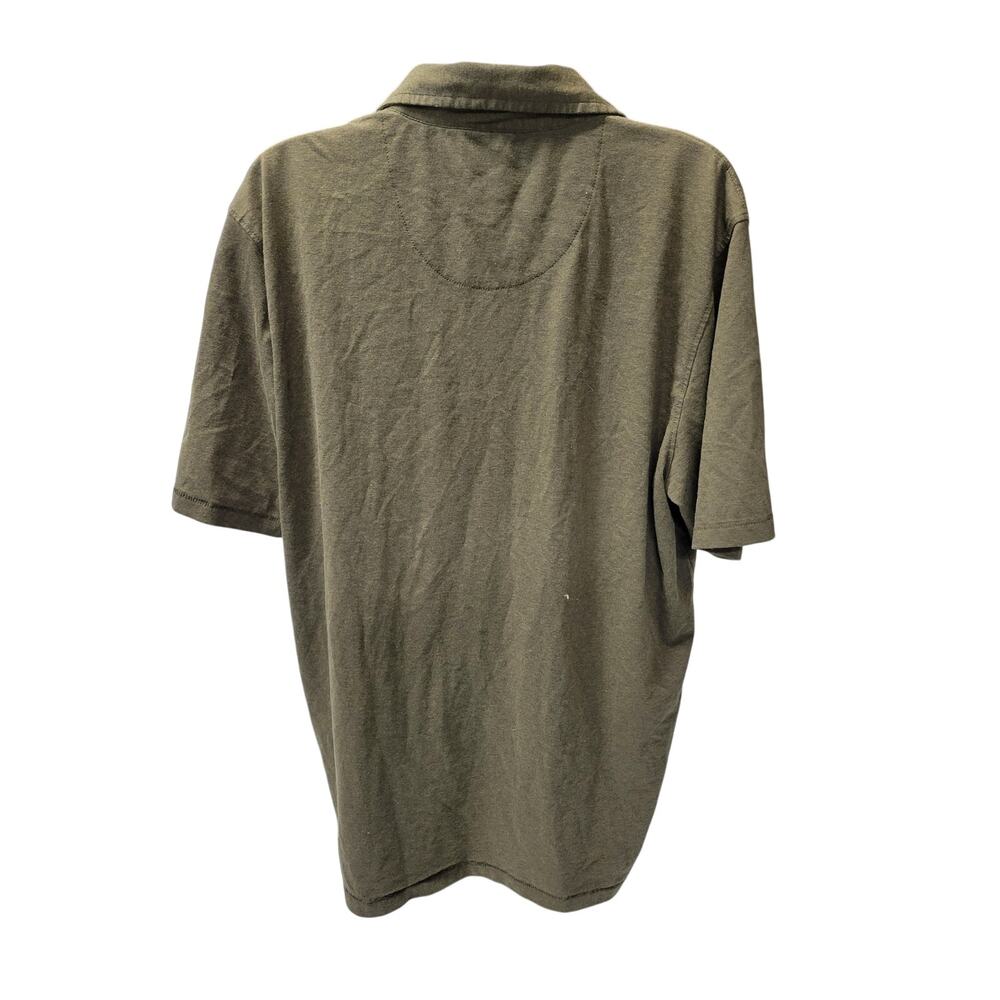 Prana Mens SZ L Green Stretch Button Short Sleeve Athletic T-Shirt Collar Golf - Picture 3 of 3